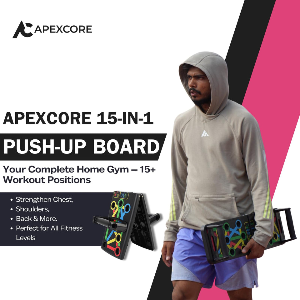 Apexcore 15-in-1 Push Up Board With Ebook Workout Guide & Diet Chart | Multifunction Push-Up System for Full Body Workout, Strength Training, Chest Workout & Home Fitness Equipment for Men & Women