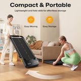 Flexnest Flexpad EZ Pro 2 in 1 Walking Pad Treadmill for Home Use, 1–10 km/h, Foldable Rail, 9% Incline, LED Display, Shock Absorption, 100kg Capacity for Home & Office Use - Black