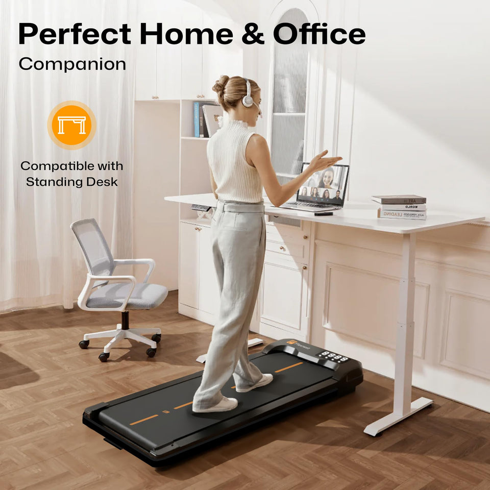 Flexnest Flexpad EZ Pro 2 in 1 Walking Pad Treadmill for Home Use, 1–10 km/h, Foldable Rail, 9% Incline, LED Display, Shock Absorption, 100kg Capacity for Home & Office Use - Black