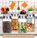 MENIFLIX glass containers for kitchen. Square Shape Transparent Glass Jars & Containers For kitchen storage Pantry, Snacks, Masala, Pickles, Storage With Steel See Through Lid(1000Ml)
