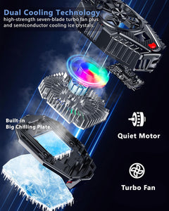 STRIFF Mobile Cooling Pad |Mobile Cooler | Gaming Fan | for Instant Cooling Advanced Refrigeration Chip & LED Temperature Display Compatible for Android and iPhones - (Black)