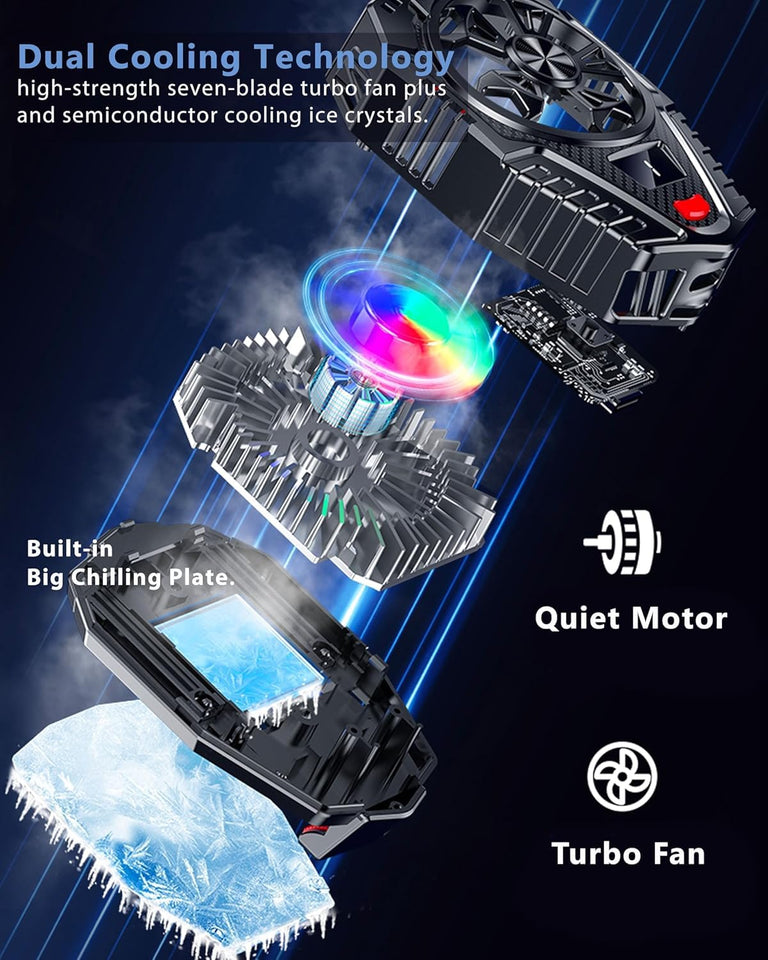 STRIFF Mobile Cooling Pad |Mobile Cooler | Gaming Fan | for Instant Cooling Advanced Refrigeration Chip & LED Temperature Display Compatible for Android and iPhones - (Black)