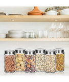 MENIFLIX glass containers for kitchen. Square Shape Transparent Glass Jars & Containers For kitchen storage Pantry, Snacks, Masala, Pickles, Storage With Steel See Through Lid(1000Ml)