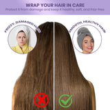 MAXOSHINE Hair Towel Wrap for Women-Quick Drying Microfiber Towel for Hair with Elastic Loop for Tying-Super Absorbent Head Towels Wrap for Ladies Hair Turban (Pack of 2-Grey & Pink)