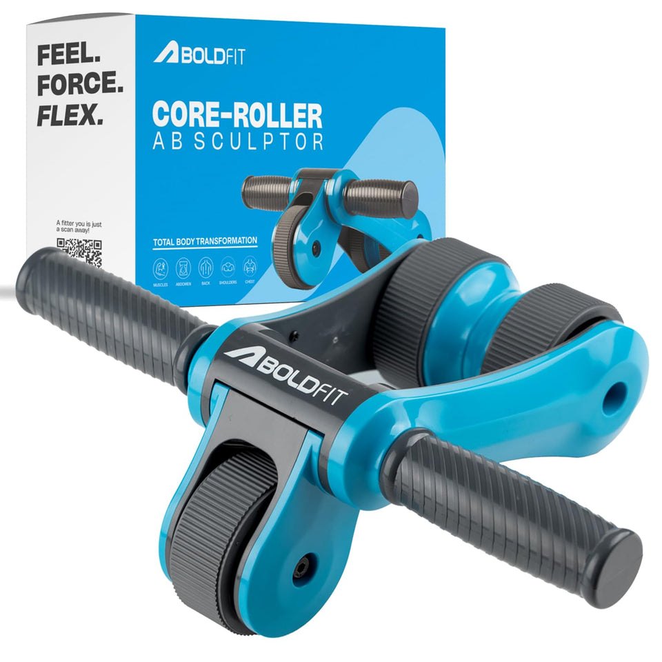 Boldfit Abs Roller for Men & Women Premium Ab Wheel Roller Stomach Abs Roller for Home Workout, Gym Ab Roller for Men Abs Workout Equipment for Abdominal Ab Roller Home Exercise Equipment - Blue