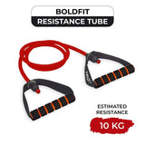 Boldfit Resistance Tube with Foam Handles, Door Anchor for Exercise & Stretching, Suitable in Home & Gym Workout for Men & Women-10kg-Red