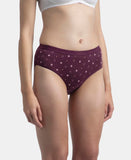 Jockey 3006 Women's High Coverage Super Combed Cotton Elastane Stretch Mid Waist Hipster with Exposed Waistband (Pack of 3_Prints&Colors May Vary)_ Peach,Purple&Mocha_L