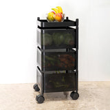 Kitchenwell Metal Multi-Purpose Trolley Storage Organizer and Kitchen Accessories Items for Kitchen Storage Rack Square Design Fruits & Vegetable Onion Cutlery (Matt Black, 3 Layer Drawer)
