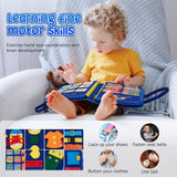 Qlect 12 in 1 Toddler Busy Binder & Busy Book for Toddlers 1-3 Years - Montessori Busy Board & Activity Book for Kids 2-4 - Engaging Toys for 2-3 Years - Educational Busy Book for Learning., Blue