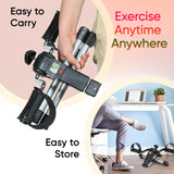 SPARNOD FITNESS SMB-100 Mini Cycle Pedal Exerciser with Fixing Strap, Adjustable Resistance and Digital Display - Suitable for Light Exercise of Legs, Arms, and Physiotherapy at Home