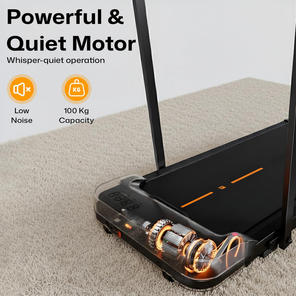 Flexnest Flexpad EZ Pro 2 in 1 Walking Pad Treadmill for Home Use, 1–10 km/h, Foldable Rail, 9% Incline, LED Display, Shock Absorption, 100kg Capacity for Home & Office Use - Black