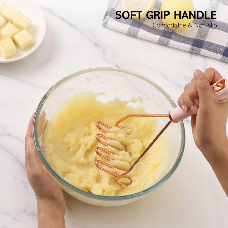 COOK With COLOR 10 Pc Kitchen Gadget Set Copper Coated Stainless Steel Utensils with Soft Touch Pink Handles