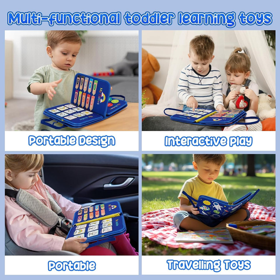 Qlect 12 in 1 Toddler Busy Binder & Busy Book for Toddlers 1-3 Years - Montessori Busy Board & Activity Book for Kids 2-4 - Engaging Toys for 2-3 Years - Educational Busy Book for Learning., Blue
