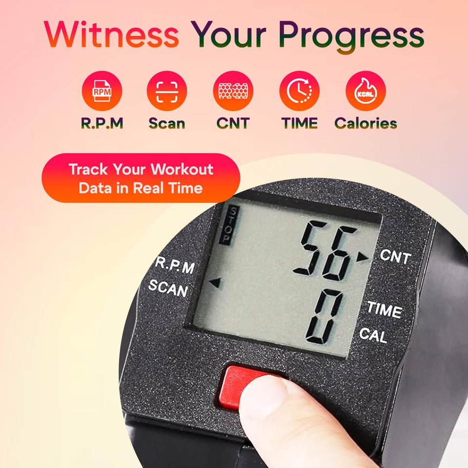 SPARNOD FITNESS SMB-100 Mini Cycle Pedal Exerciser with Fixing Strap, Adjustable Resistance and Digital Display - Suitable for Light Exercise of Legs, Arms, and Physiotherapy at Home