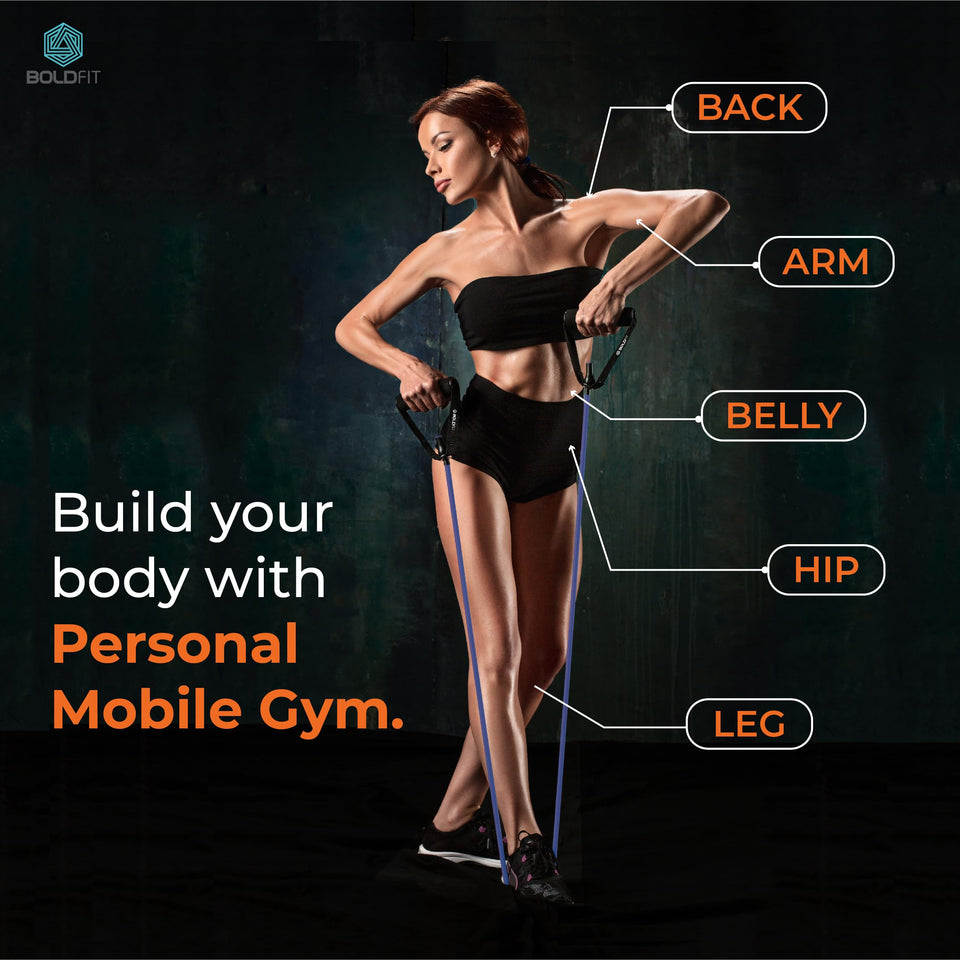 Boldfit Resistance Tube with Foam Handles, Door Anchor for Exercise & Stretching, Suitable in Home & Gym Workout for Men & Women-10kg-Red