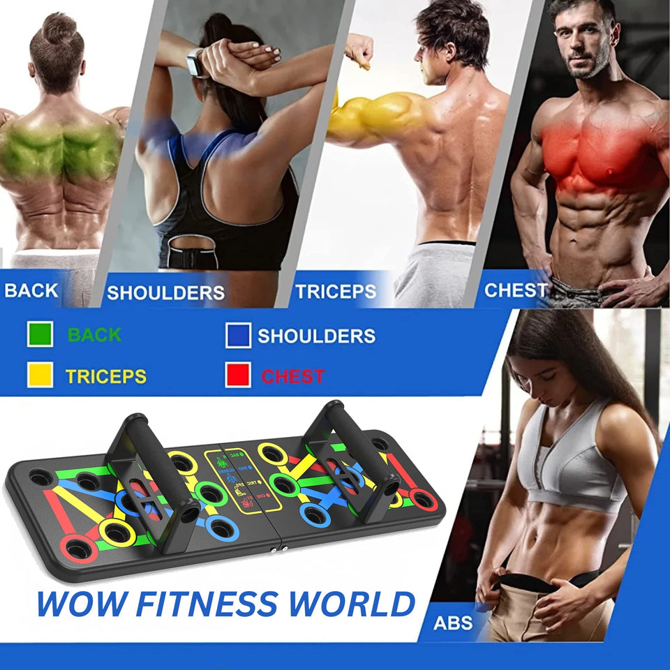 Wow Fitness World Pushup Board with Ebook training guide(Downloadable) -15 in 1 Pushup Board for Men & Women - Foldable Push-up Board and Push up bar System - Push up Board for Men - Flex Board (PUSH UP BOARD SINGLE)