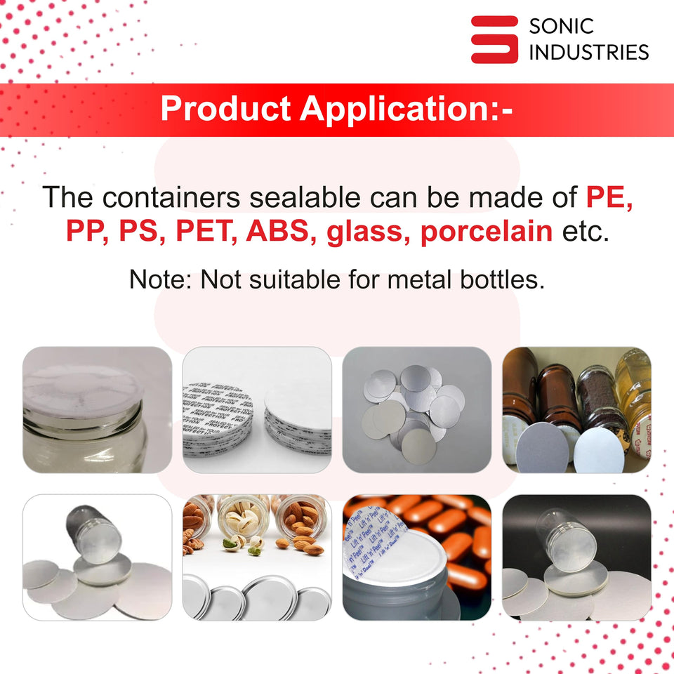 Sonic Industries Induction 200 Compact Induction Sealing Machine | Foil & Cap Sealer for Bottle Packaging | Automatic Bottle Sealing Machine for Plastic, PET & Glass Containers