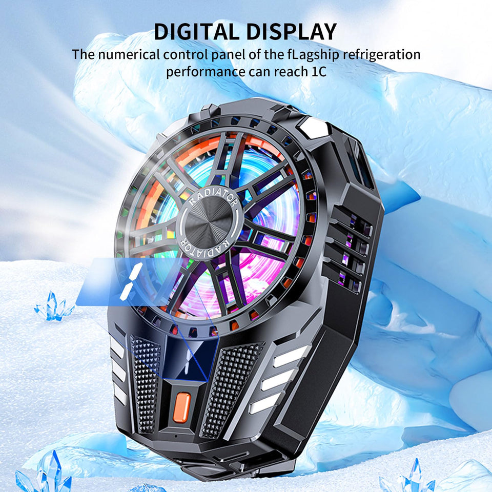 STRIFF Mobile Cooling Pad |Mobile Cooler | Gaming Fan | for Instant Cooling Advanced Refrigeration Chip & LED Temperature Display Compatible for Android and iPhones - (Black)