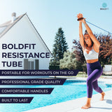 Boldfit Resistance Tube with Foam Handles, Door Anchor for Exercise & Stretching, Suitable in Home & Gym Workout for Men & Women-10kg-Red