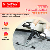 SPARNOD FITNESS SMB-100 Mini Cycle Pedal Exerciser with Fixing Strap, Adjustable Resistance and Digital Display - Suitable for Light Exercise of Legs, Arms, and Physiotherapy at Home