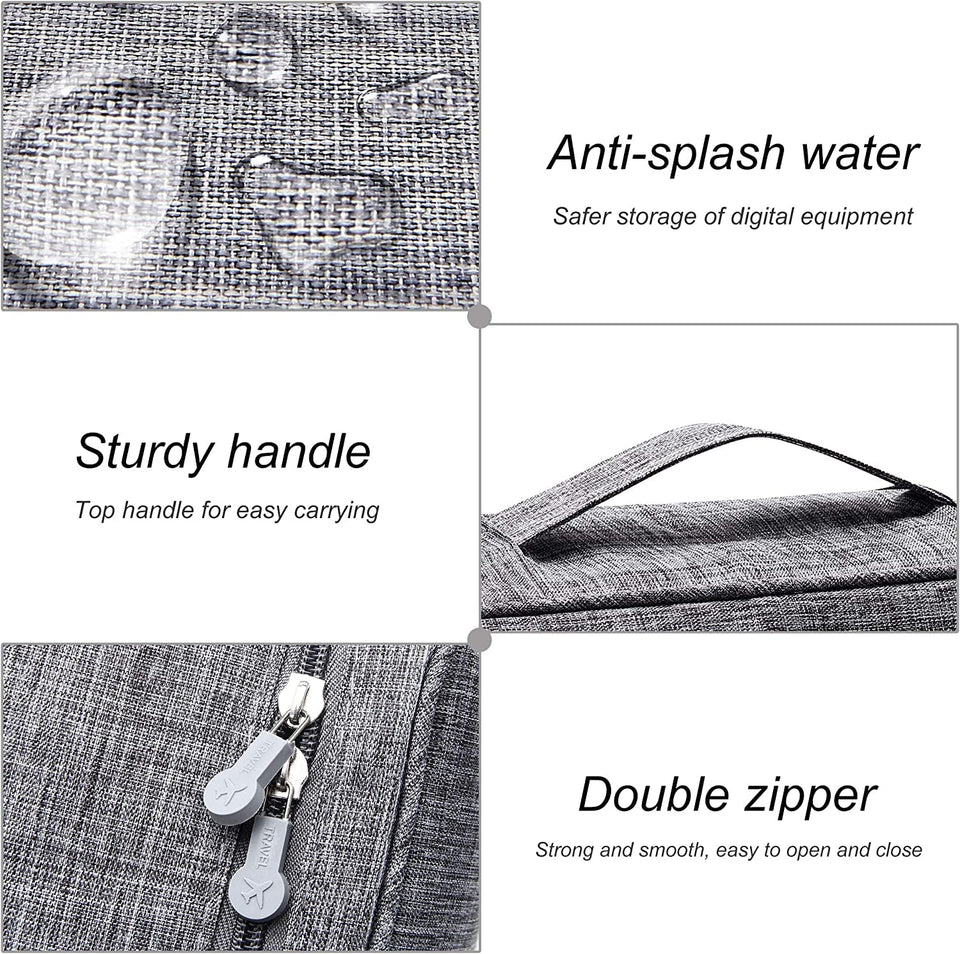 House of Quirk Polyester Electronics Accessories Organizer Bag, Universal Carry Travel Gadget Bag For Cables, Plug And More, Perfect Size Fits For Pad Phone Charger Hard Disk - Grey