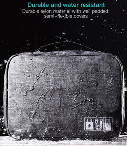 House of Quirk Polyester Electronics Accessories Organizer Bag, Universal Carry Travel Gadget Bag For Cables, Plug And More, Perfect Size Fits For Pad Phone Charger Hard Disk - Grey