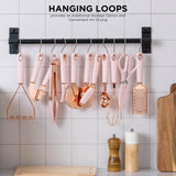 COOK With COLOR 10 Pc Kitchen Gadget Set Copper Coated Stainless Steel Utensils with Soft Touch Pink Handles