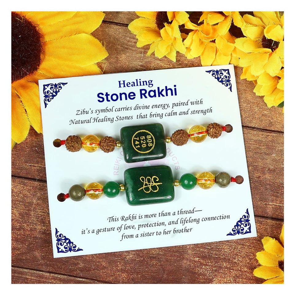 Reiki Crystal Products Natural Crystal Healing Wealth Money Magnet Bracelet Rudraksha with Citrine Pyrite Stone Band Perfect Raksha Bandhan Pack of 2 pc