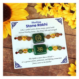 Reiki Crystal Products Natural Crystal Healing Wealth Money Magnet Bracelet Rudraksha with Citrine Pyrite Stone Band Perfect Raksha Bandhan Pack of 2 pc