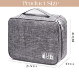 House of Quirk Polyester Electronics Accessories Organizer Bag, Universal Carry Travel Gadget Bag For Cables, Plug And More, Perfect Size Fits For Pad Phone Charger Hard Disk - Grey