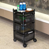 Kitchenwell Metal Multi-Purpose Trolley Storage Organizer and Kitchen Accessories Items for Kitchen Storage Rack Square Design Fruits & Vegetable Onion Cutlery (Matt Black, 3 Layer Drawer)