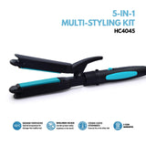 Havells 5-in-1 Multi Styling Kit - Straightener, Curler, Crimper, Conical Curler & Volume Brush | For Multiple Hair Styles | 2 Years Guarantee | Blue/Black | HC4045